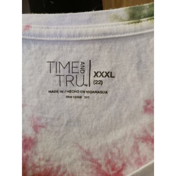 Time and Tru Pink Olive and Sherbert Orange Tie Dye Tee T-Shirt 3XL NEW - Picture 5 of 6